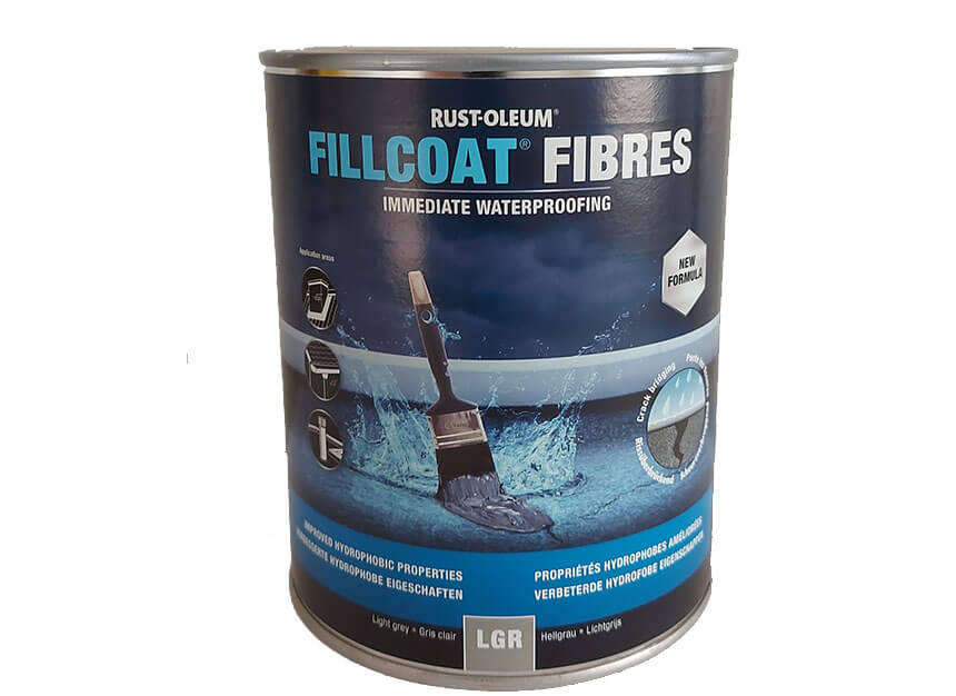 Vodoodporni hidroizolacijski premaz z vlakni za takojšnje popravilo puščanja Rust-Oleum FILLCOAT svetlo siva 1L