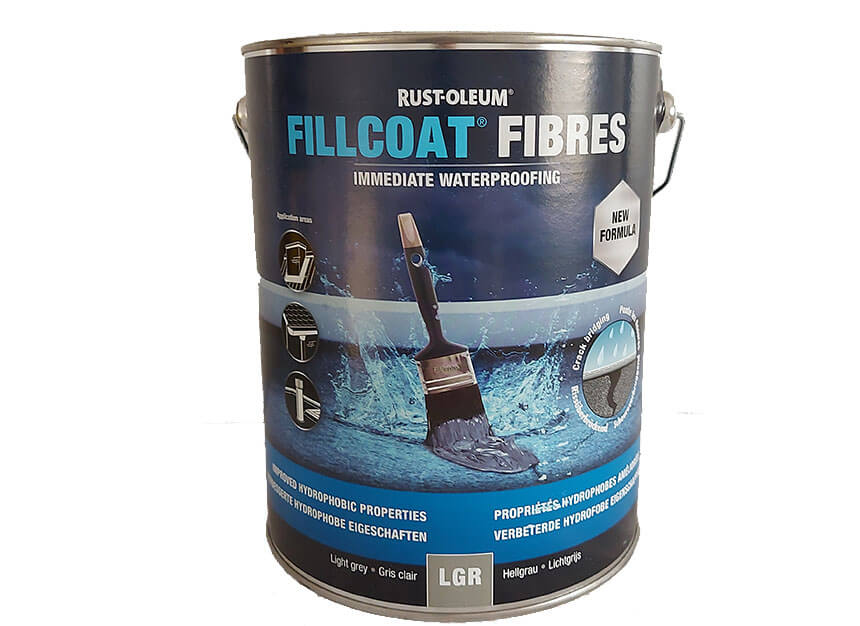 Vodoodporni hidroizolacijski premaz z vlakni za takojšnje popravilo puščanja Rust-Oleum FILLCOAT svetlo siva 5L