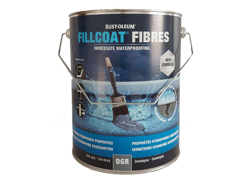 Vodoodporni hidroizolacijski premaz z vlakni za takojšnje popravilo puščanja Rust-Oleum FILLCOAT temno siva 5L