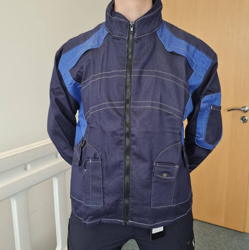 Delovna modra jakna s svetlo modrimi obrobami